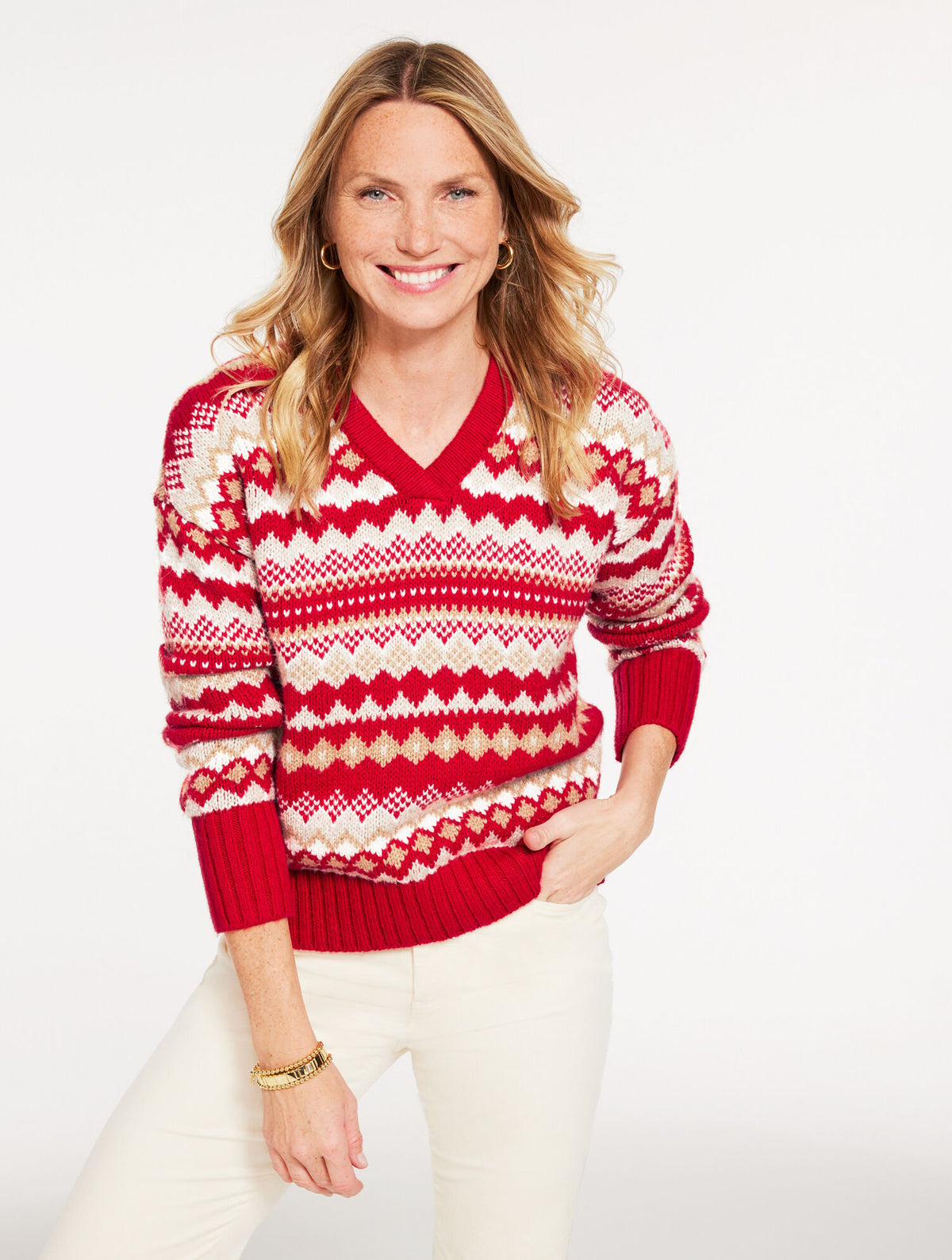 V-NECK SWEATER - TWILIGHT FAIR ISLE | Talbots near me