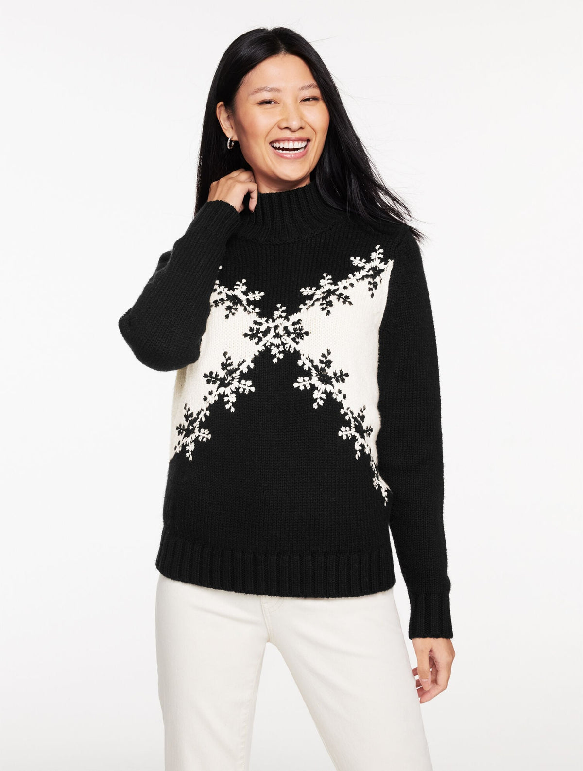 EMBROIDERED MOCKNECK SWEATER - SNOWFLAKE | Talbots for sale