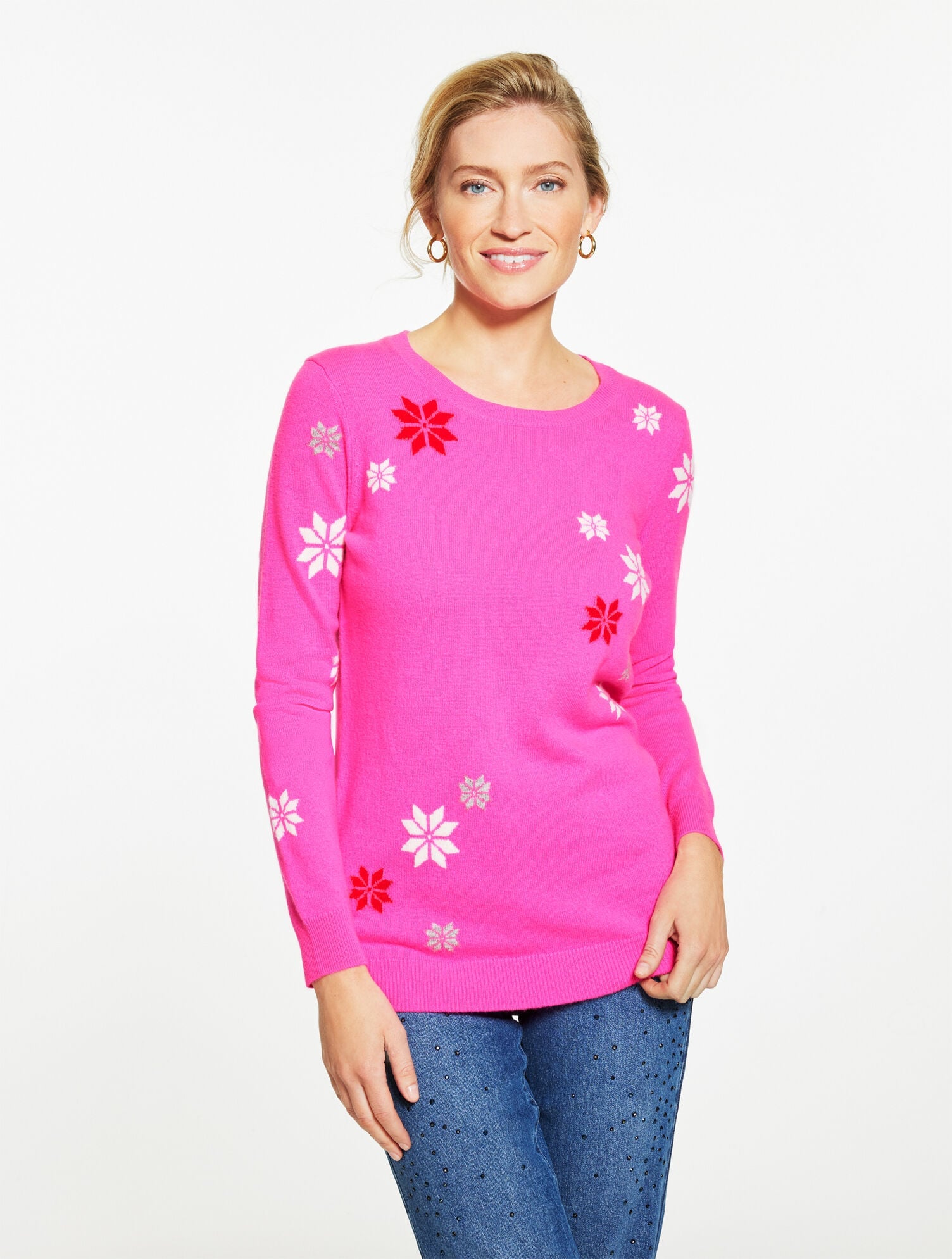 CASHMERE CREWNECK SWEATER - MULTI SNOWFLAKE | Talbots outlet