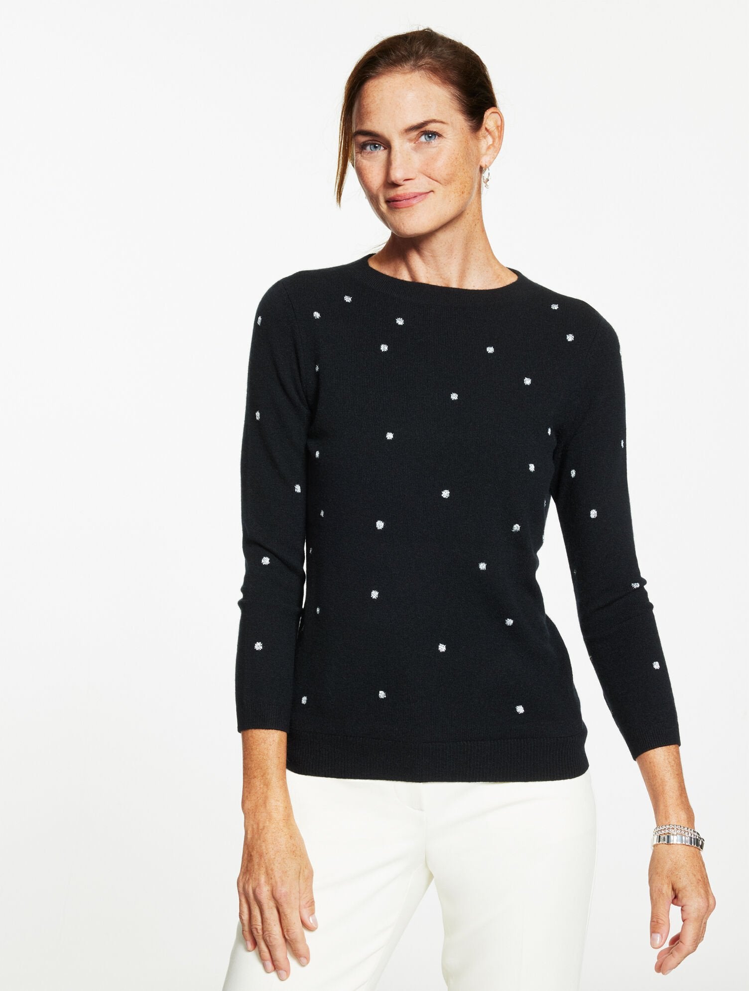 AUDREY CASHMERE SWEATER - METALLIC DOT | Talbots outlet