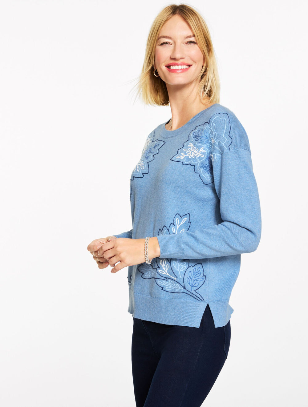FLORAL EMBROIDERED SWEATER | Talbots sale