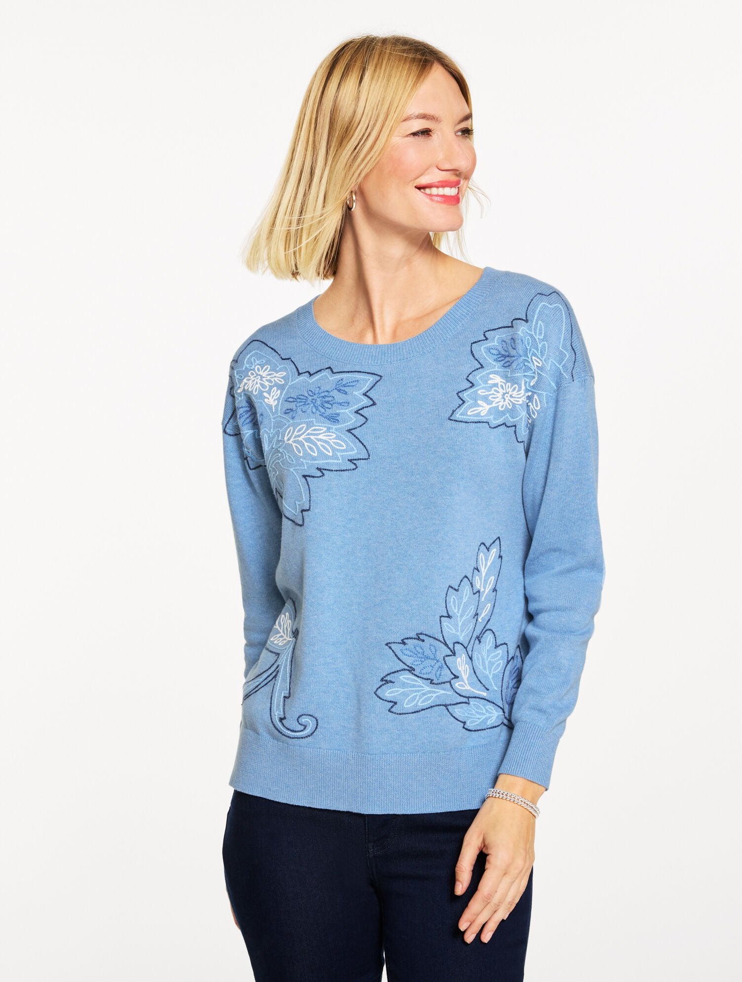 FLORAL EMBROIDERED SWEATER | Talbots sale