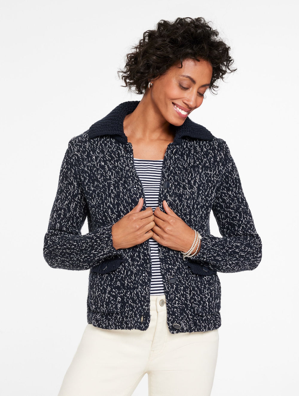 SWEATER JACKET - MARL STRIPE | Talbots on sale