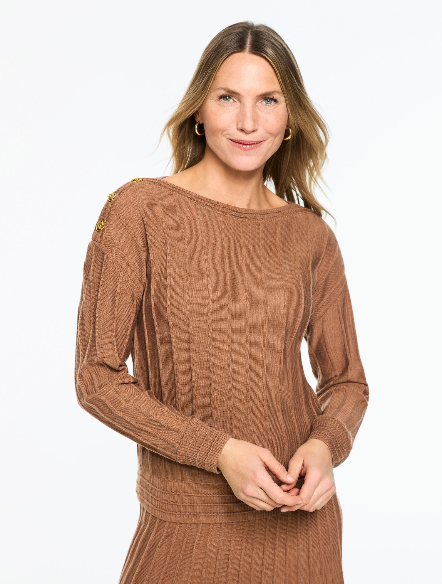 RADIATING RIB BOATNECK SWEATER | Talbots for sale