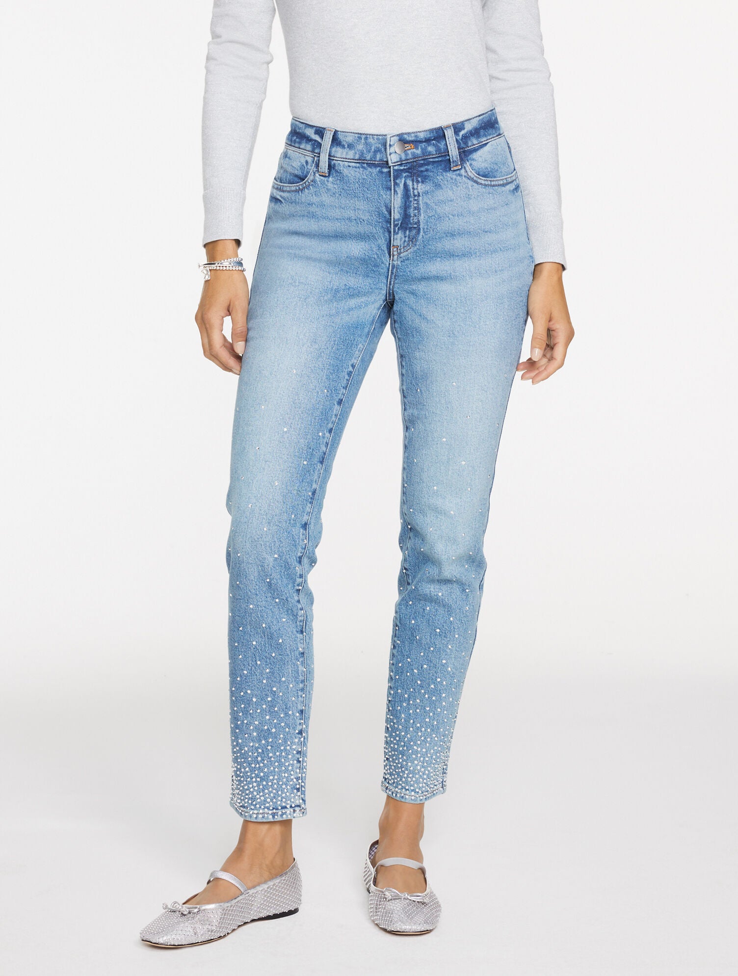 SLIM ANKLE RHINESTONE JEANS - AVALON WASH | Talbots US