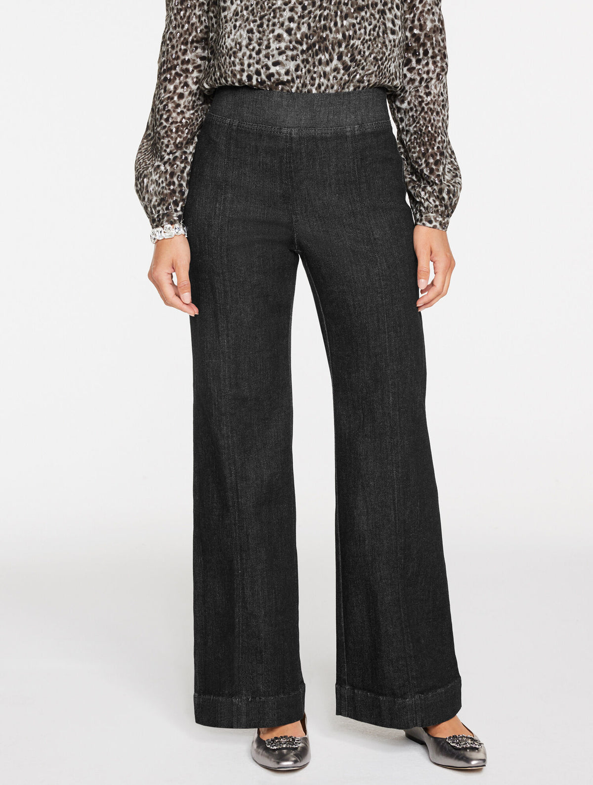 FLARE LEG PULL-ON TRAVEL JEANS - CRESCENT WASH | Talbots near me