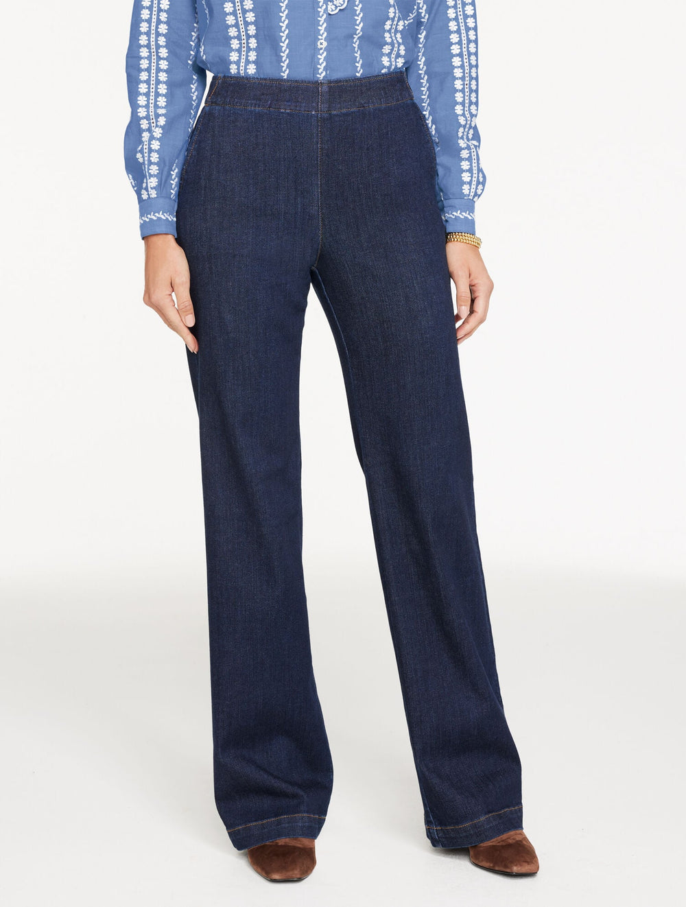 TROUSER PULL-ON TRAVEL JEANS - DEAUVILLE WASH | Talbots discount