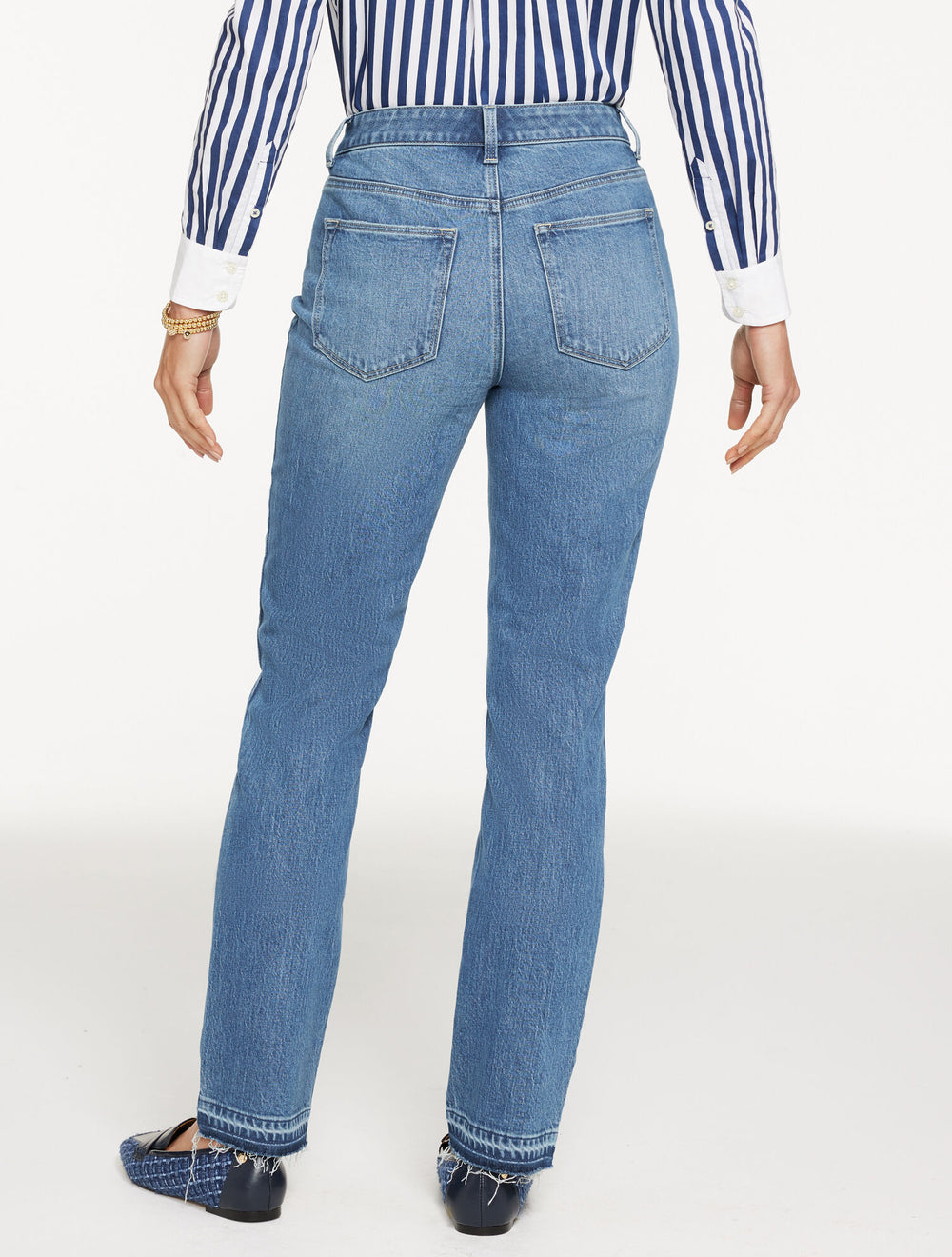 STRAIGHT LEG DROP HEM JEANS - MESEROLE WASH - CURVY FIT | Talbots on sale