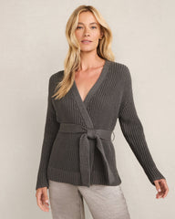 COTTON BLEND LUREX BELTED CARDIGAN | Talbots on sale
