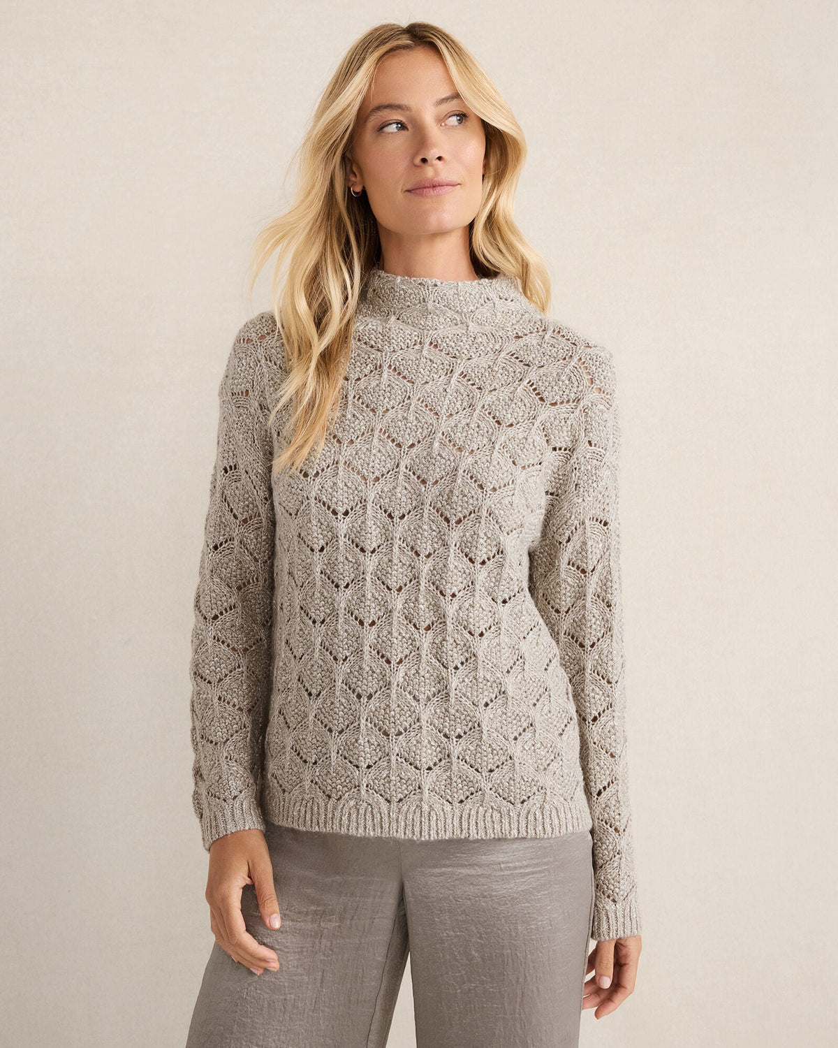 LUREX BLEND POINTELLE CREWNECK SWEATER | Talbots online
