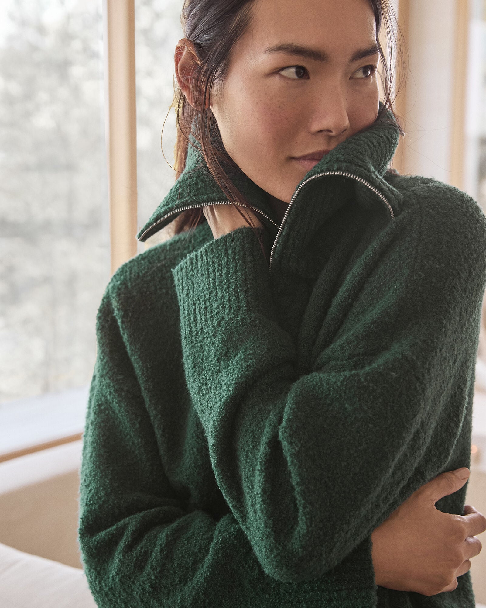 BOUCLE HALF-ZIP PULLOVER | Talbots outlet