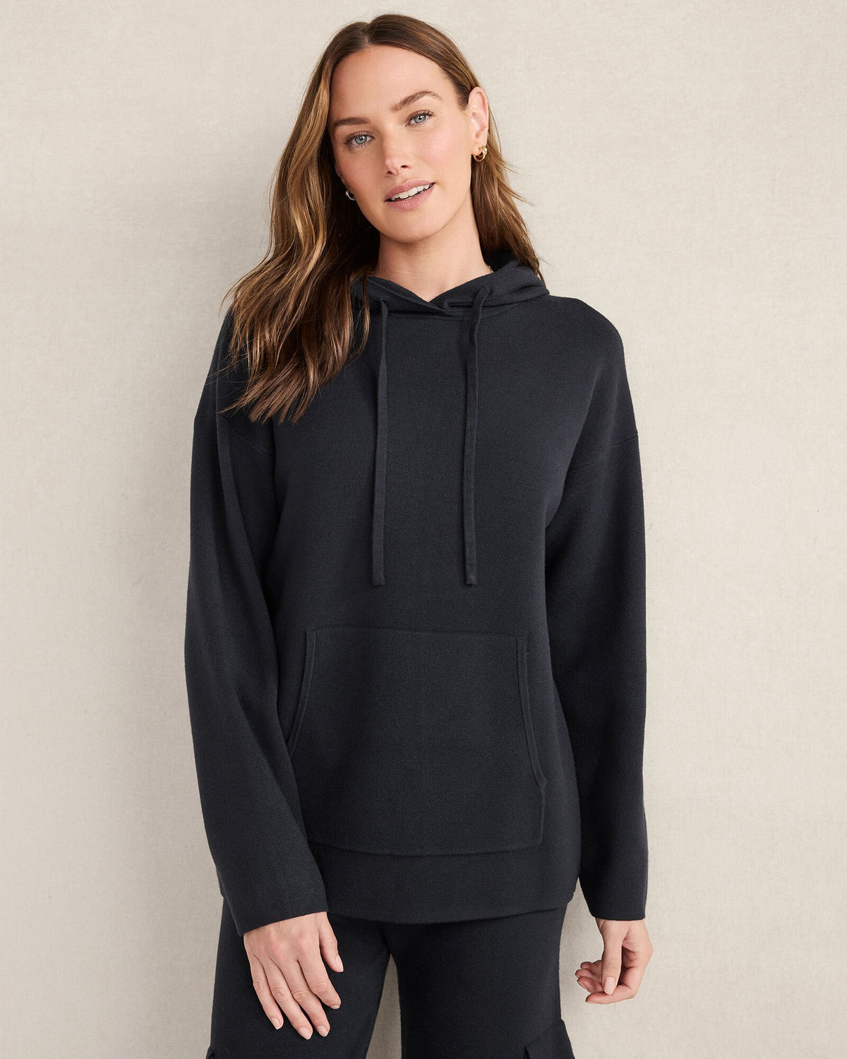 VISCOSE BLEND LONG SLEEVE HOODIE | Talbots on sale