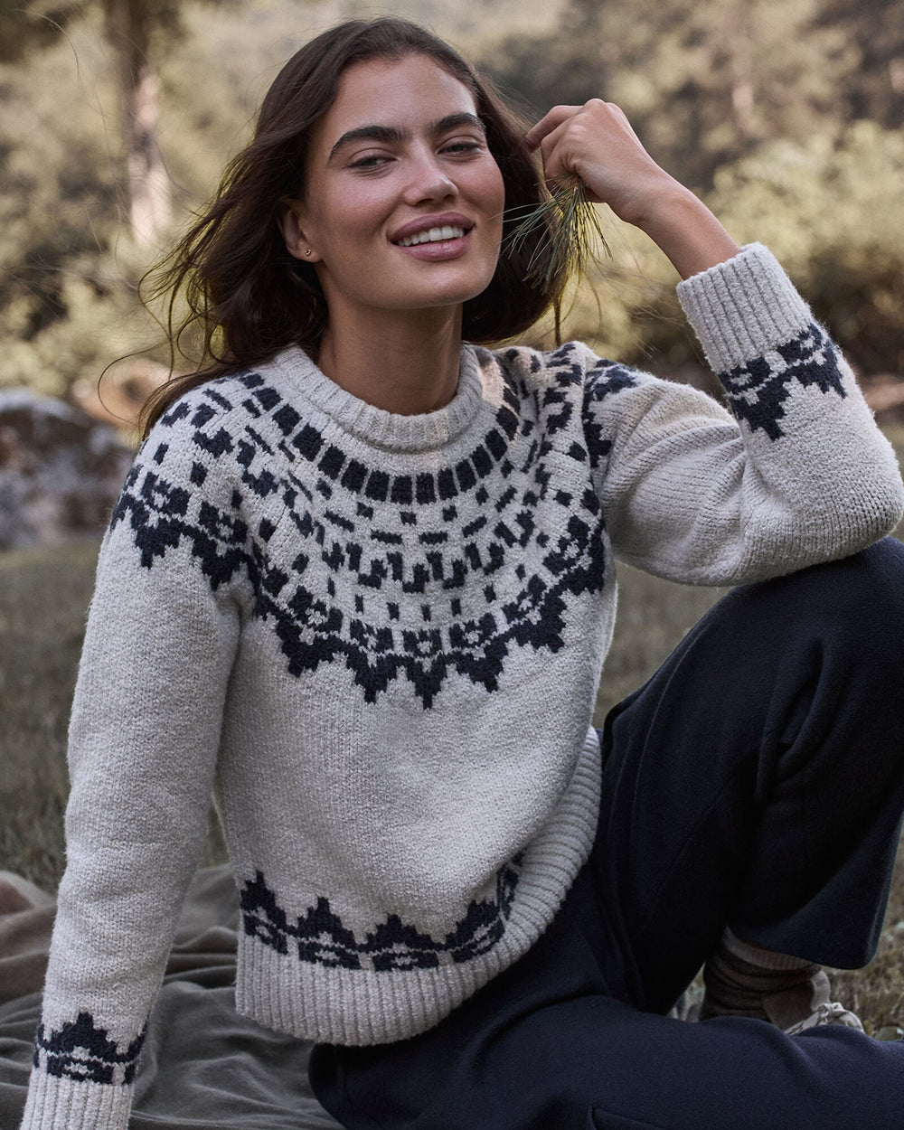 ORGANIC COTTON BLEND JUNEAU FAIR ISLE CREWNECK SWEATER | Talbots online