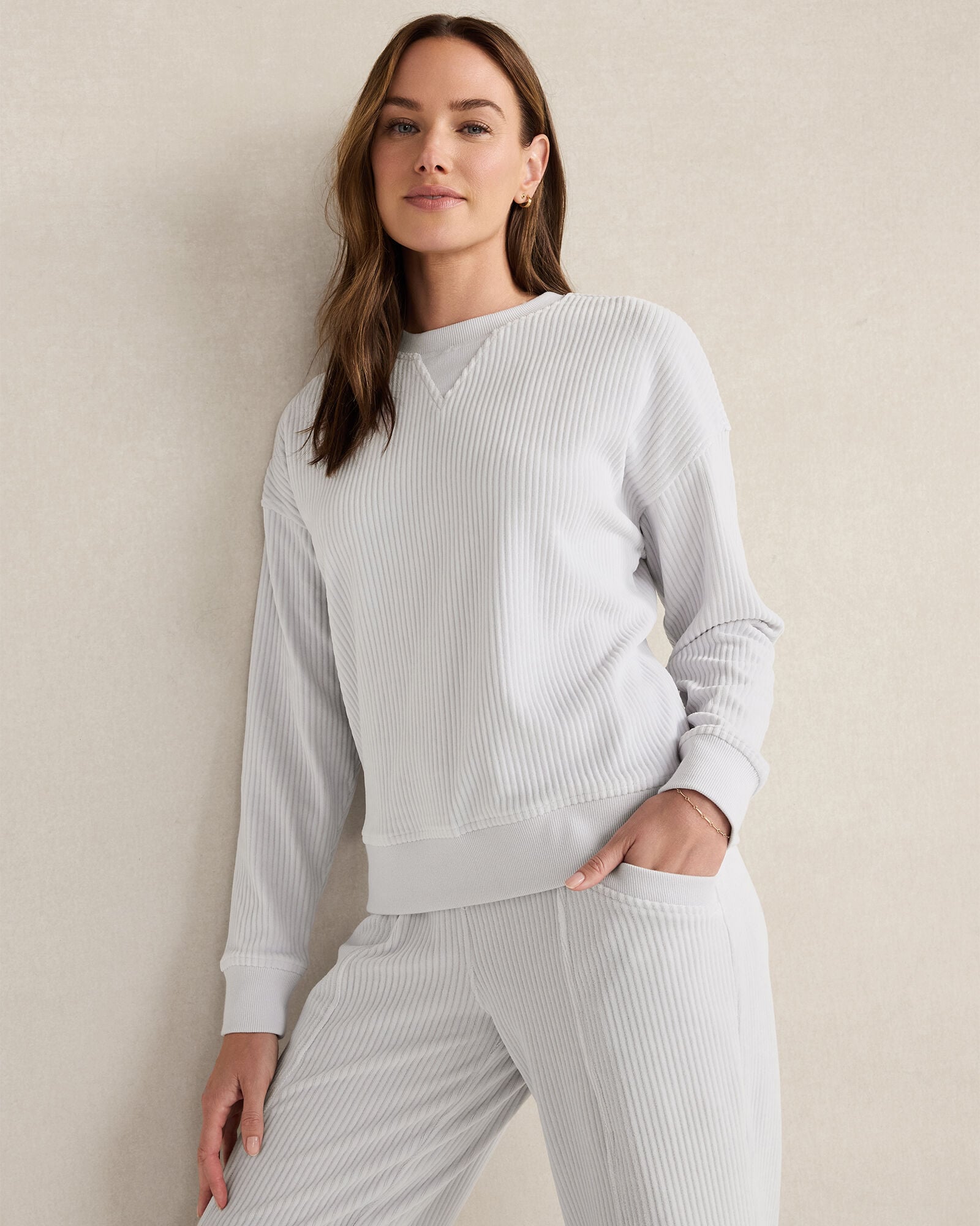 CORDED VELOUR CREWNECK PULLOVER | Talbots discount