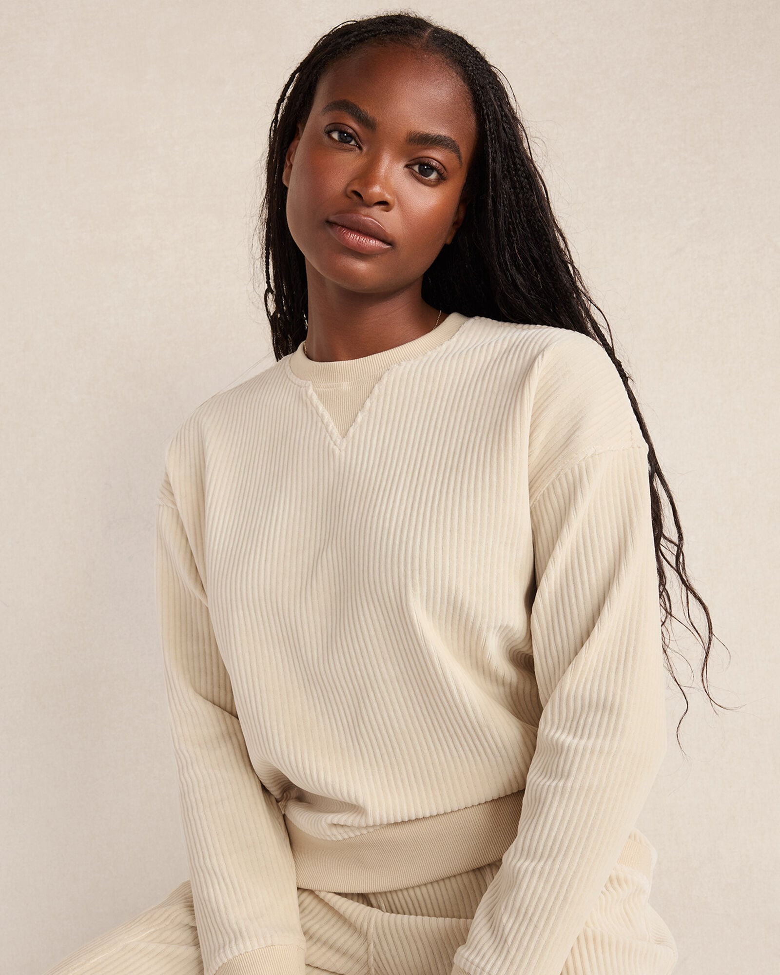 CORDED VELOUR CREWNECK PULLOVER | Talbots outlet