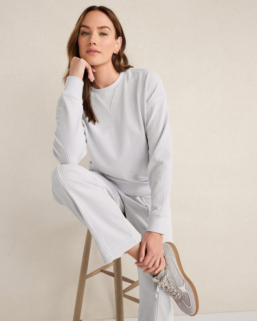 CORDED VELOUR CREWNECK PULLOVER | Talbots outlet