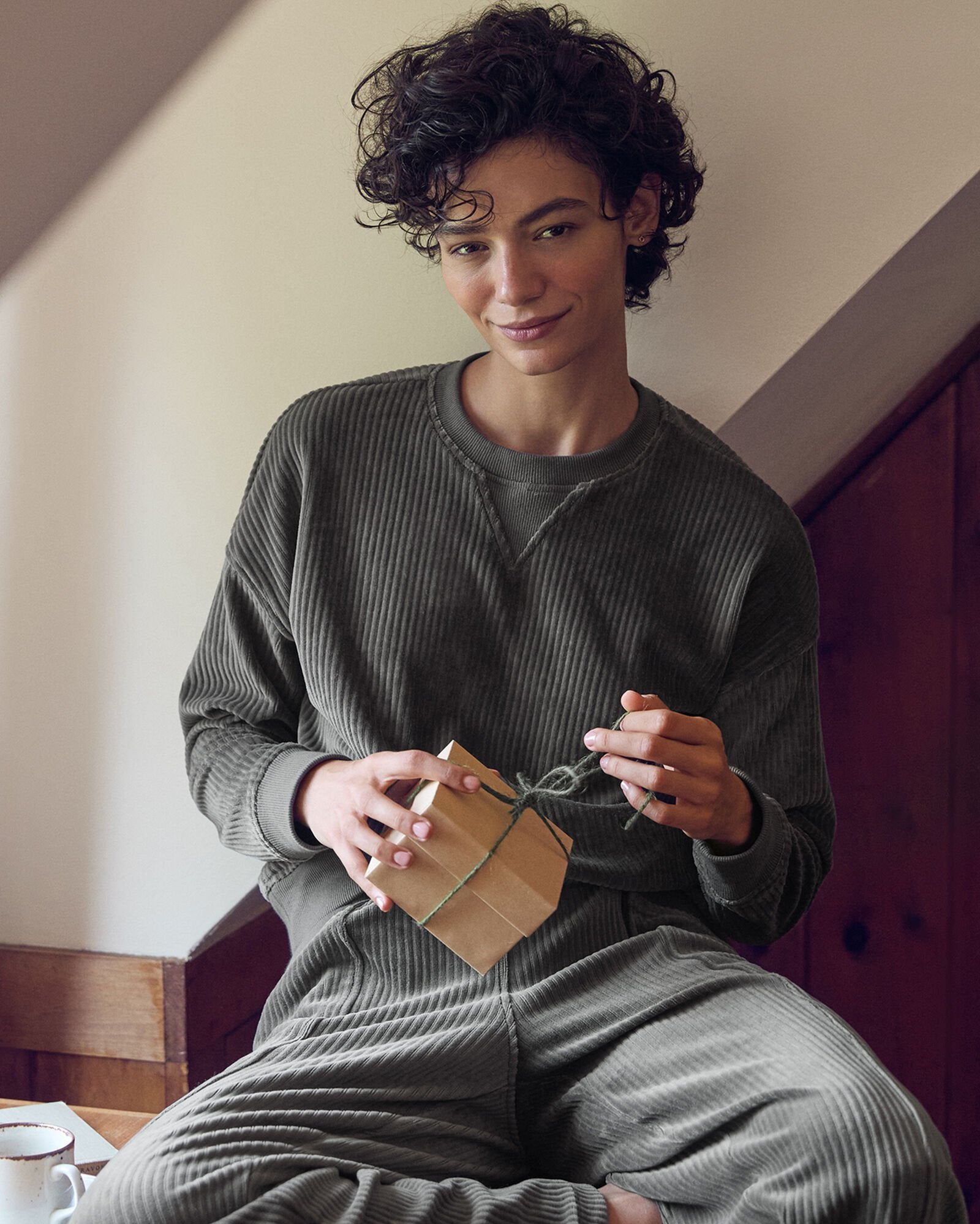 CORDED VELOUR CREWNECK PULLOVER | Talbots outlet