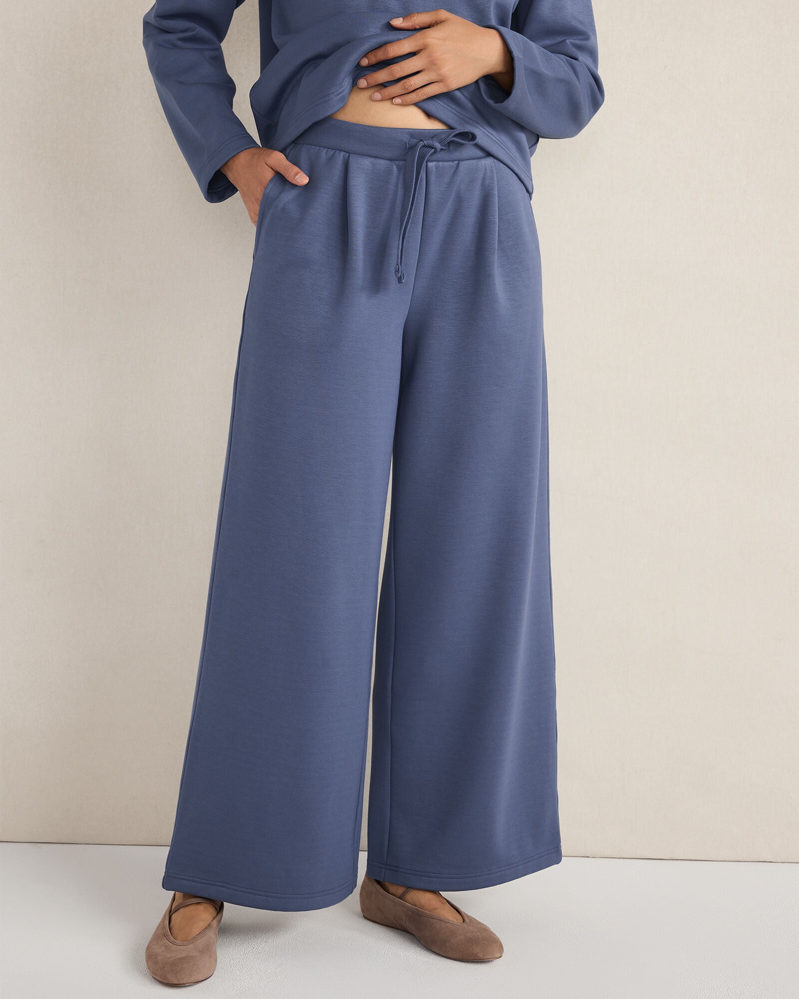 SOFT-BRUSHED FLEECE WIDE LEG PANTS | Talbots online