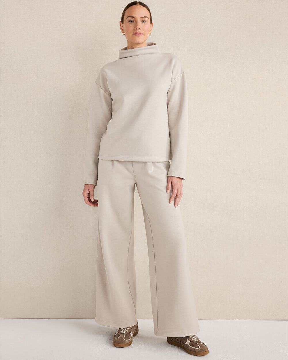 SOFT-BRUSHED FLEECE WIDE LEG PANTS | Talbots online