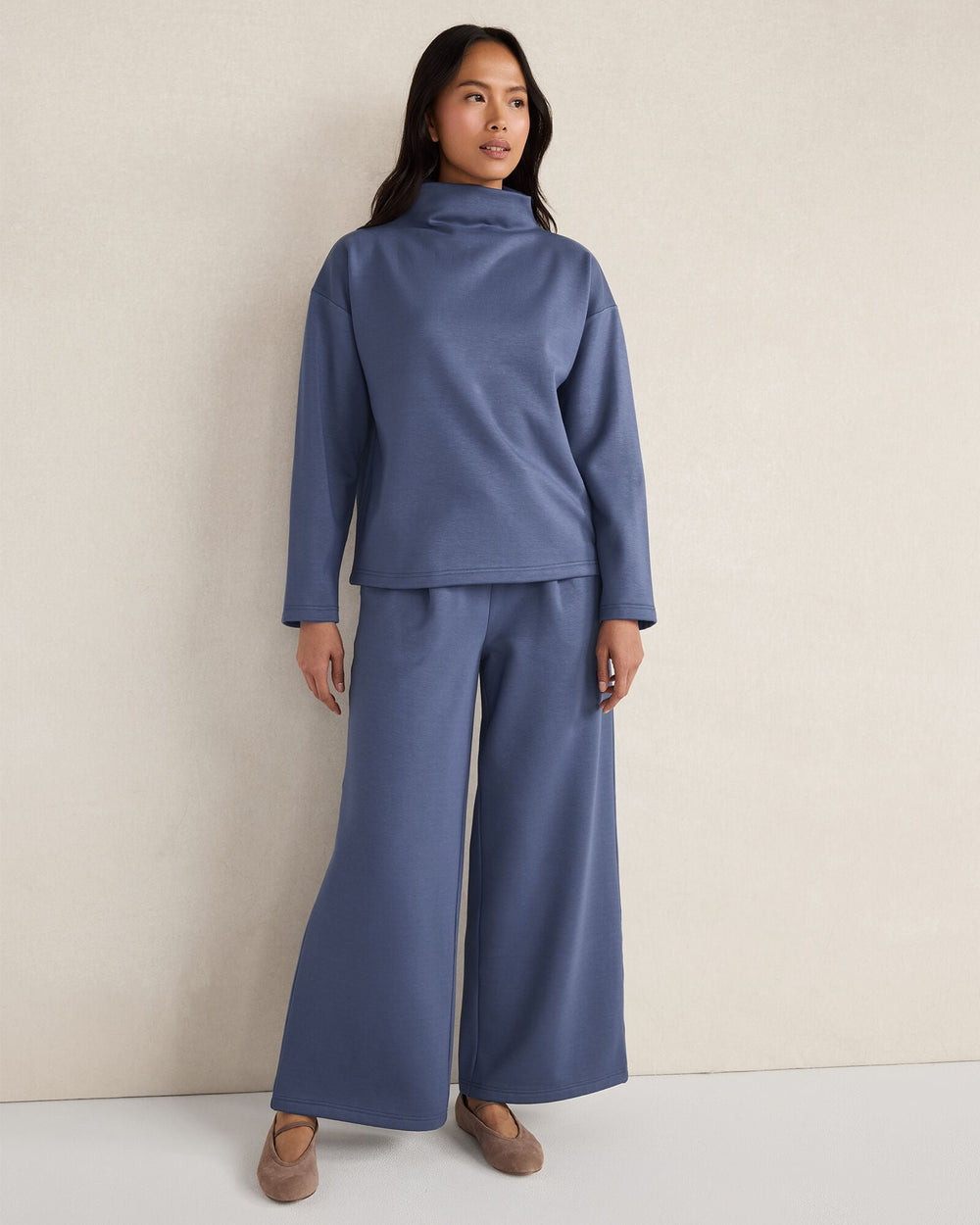SOFT-BRUSHED FLEECE WIDE LEG PANTS | Talbots online
