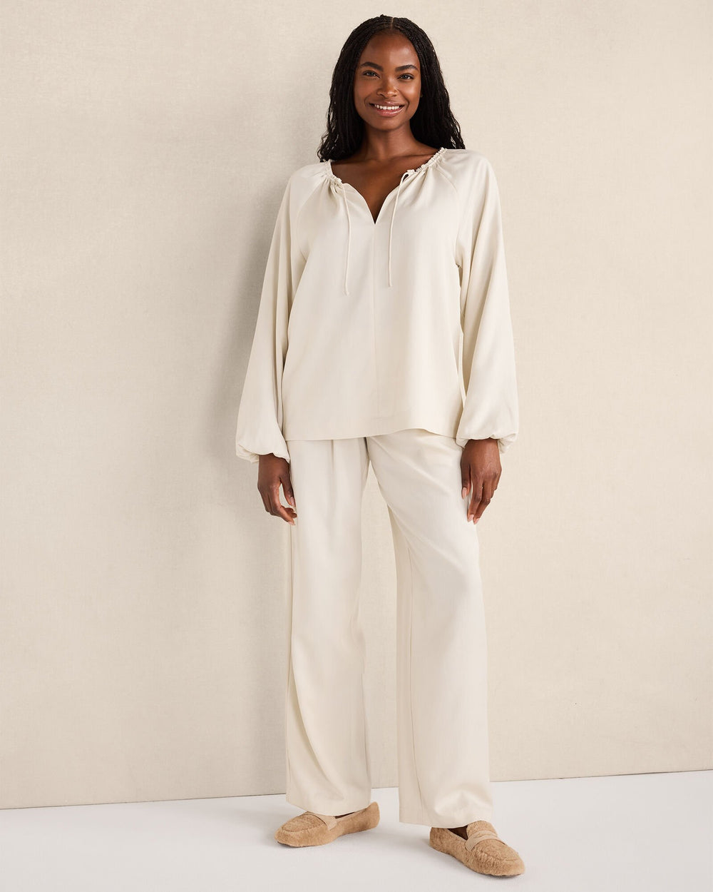 WASHED PLEATED STRAIGHT LEG PANTS | Talbots US