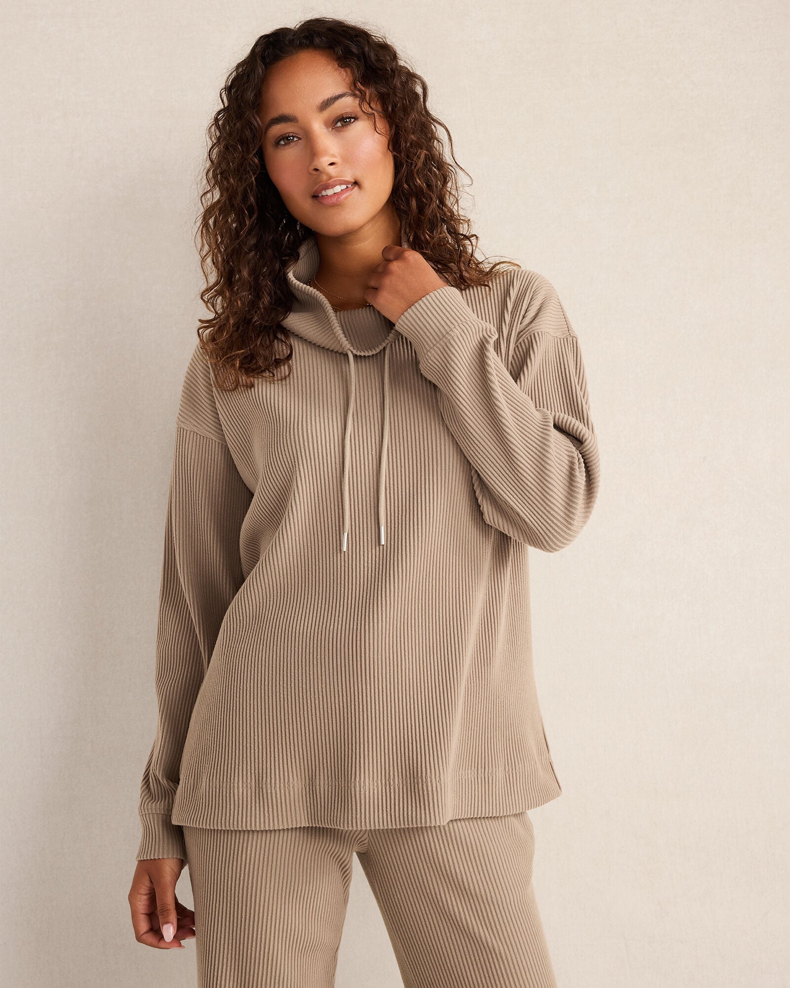 OTTOMAN RIB COWL NECK TOP | Talbots discount