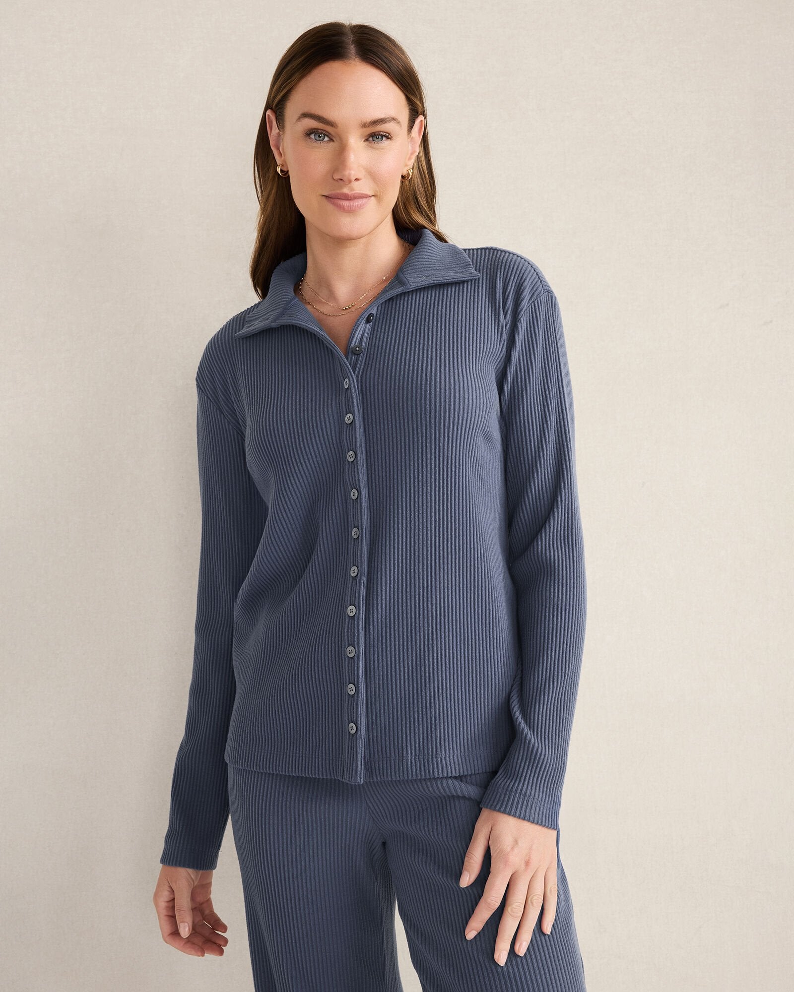 OTTOMAN RIB BUTTON-FRONT TOP | Talbots outlet