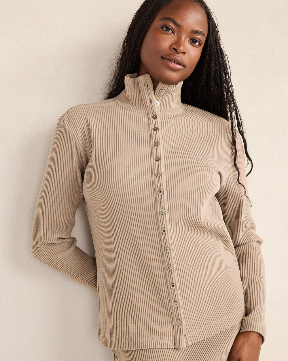 OTTOMAN RIB BUTTON-FRONT TOP | Talbots discount
