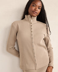 OTTOMAN RIB BUTTON-FRONT TOP | Talbots discount