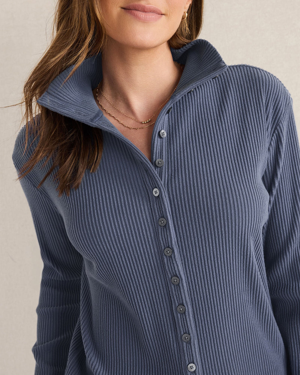 OTTOMAN RIB BUTTON-FRONT TOP | Talbots discount