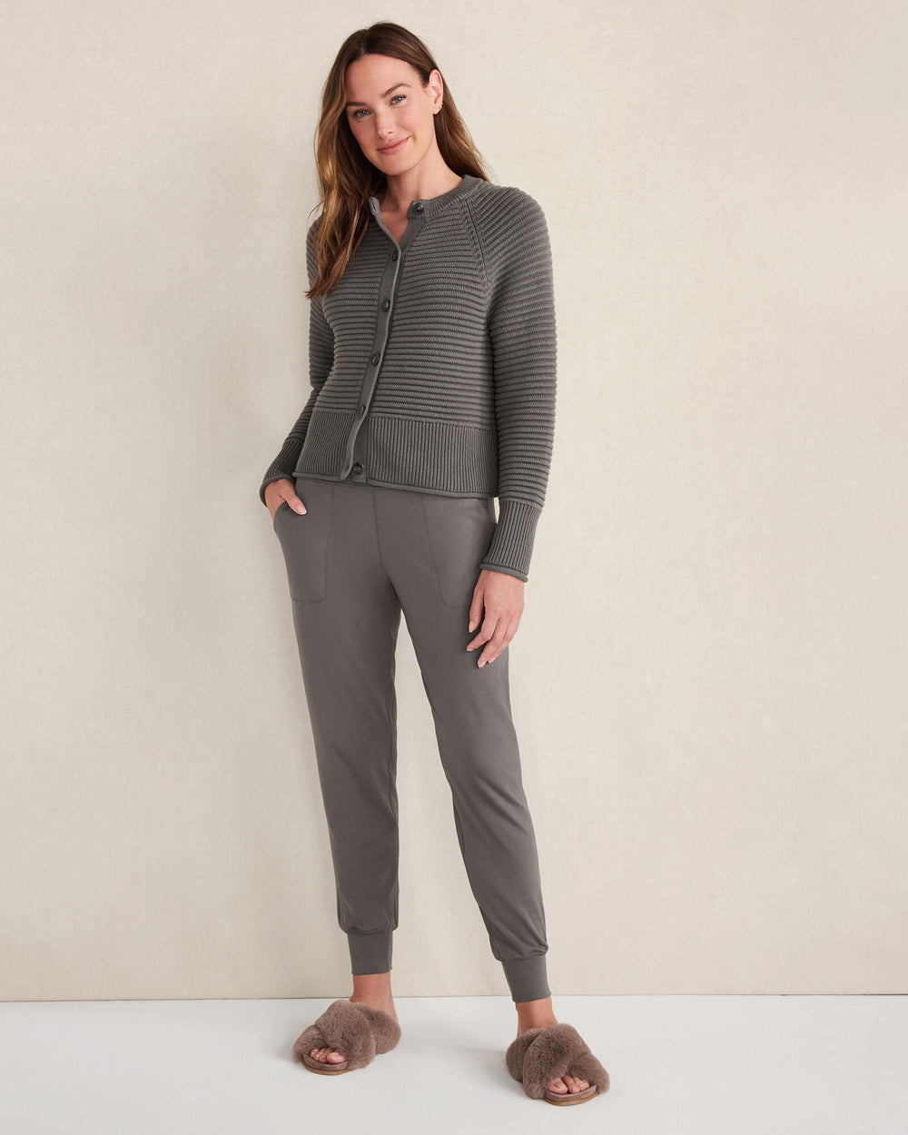 ORGANIC COTTON HORIZONTAL STITCH CARDIGAN | Talbots online