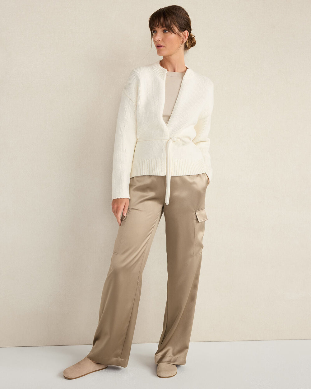 CHUNKY COTTON BLEND BELTED CARDIGAN | Talbots sale