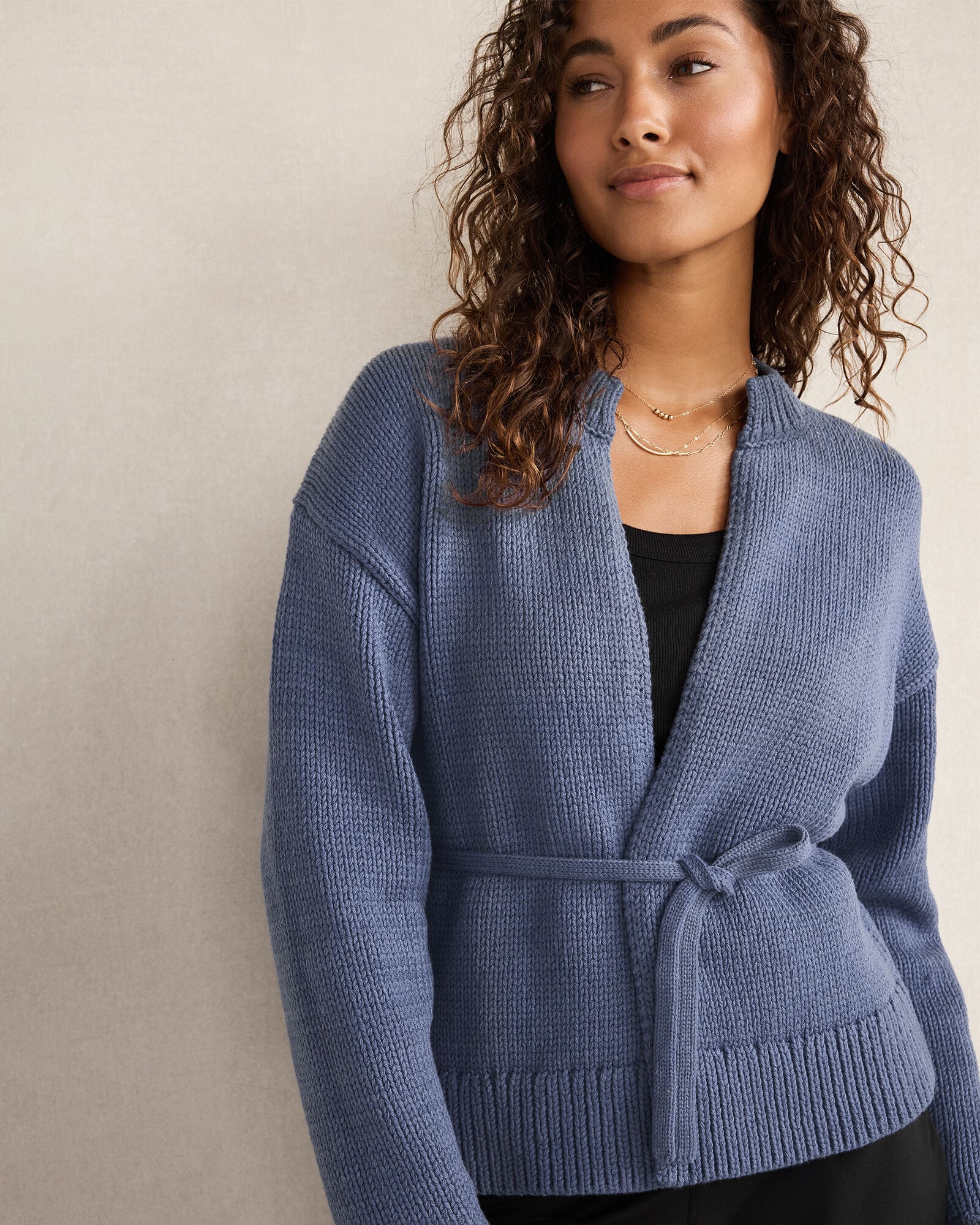 CHUNKY COTTON BLEND BELTED CARDIGAN | Talbots for sale