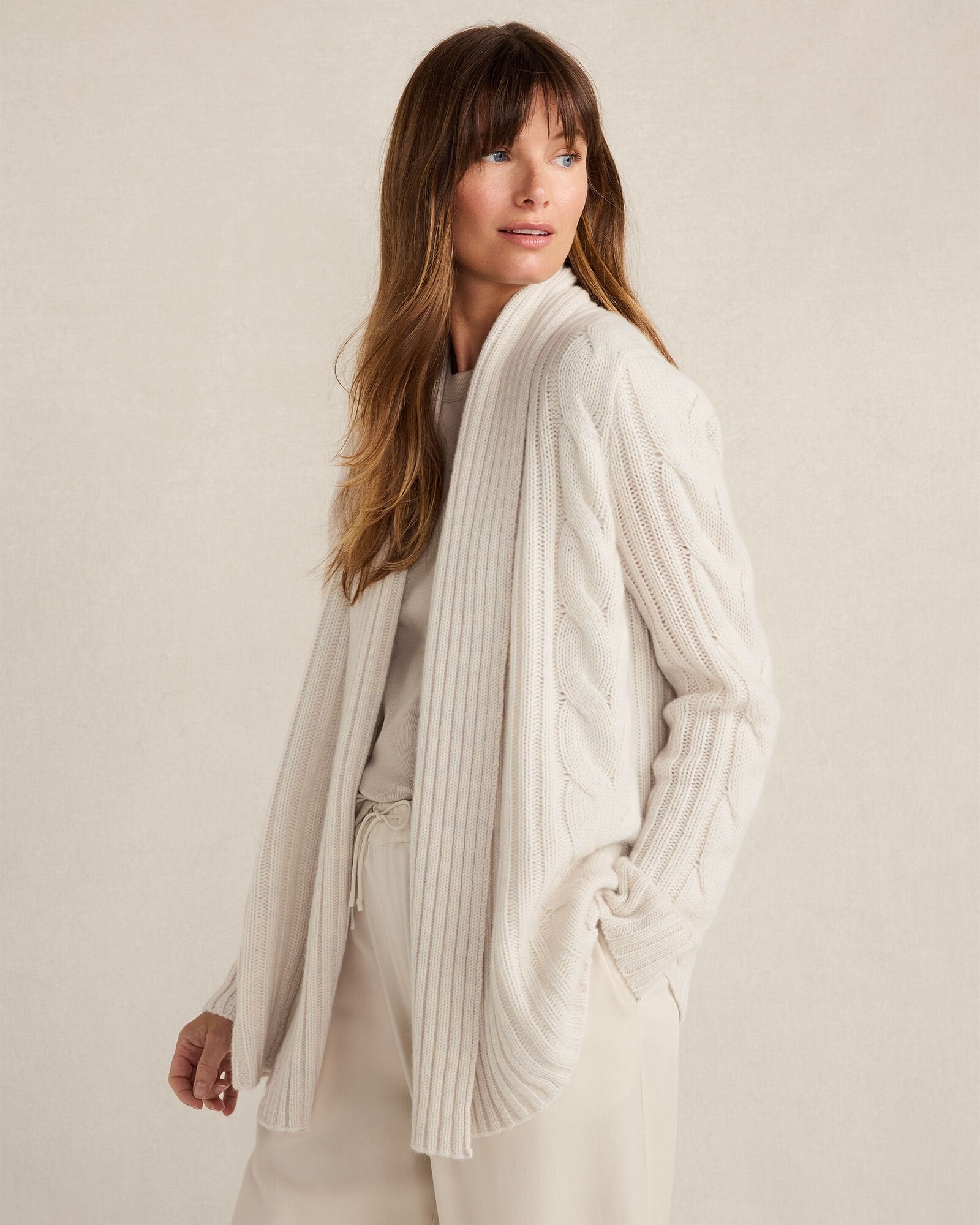CASHMERE CABLE OPEN FRONT CARDIGAN | Talbots online