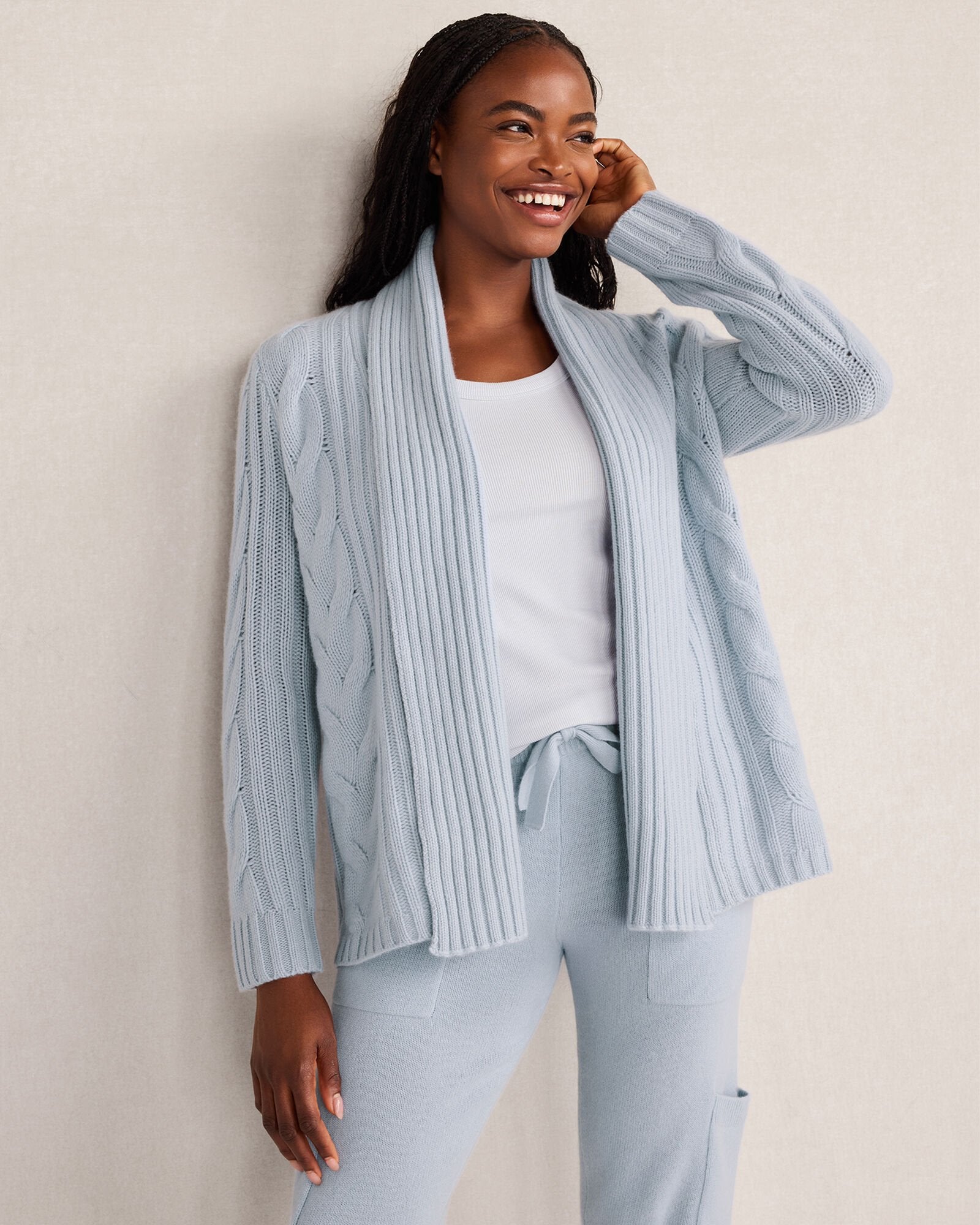 CASHMERE CABLE OPEN FRONT CARDIGAN | Talbots online