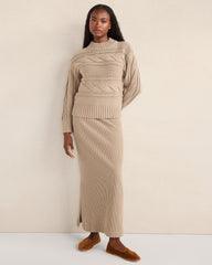 COTTON BLEND HORIZONTAL CABLE SWEATER | Talbots outlet