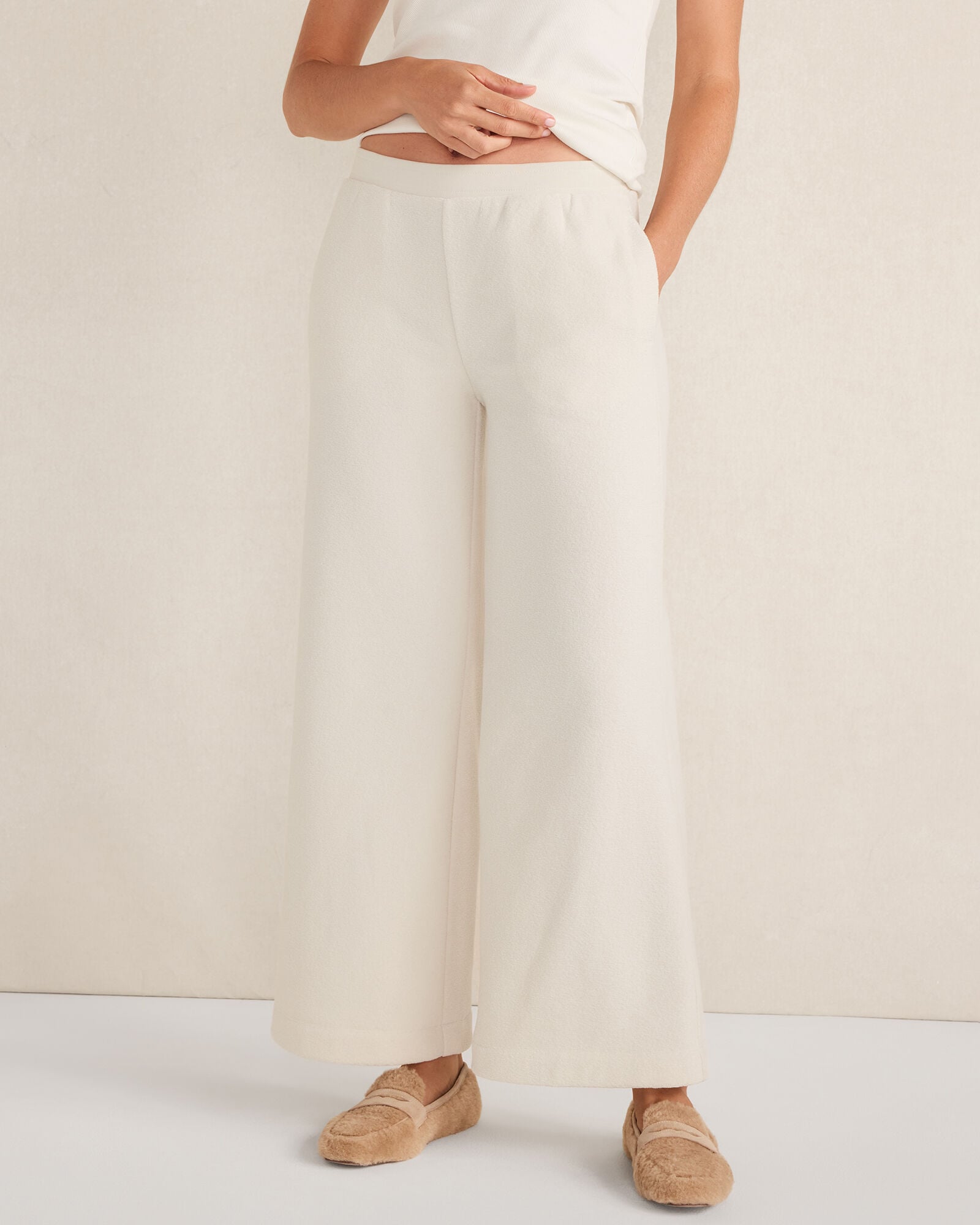 BRUSHED TERRY WIDE LEG PANTS | Talbots US
