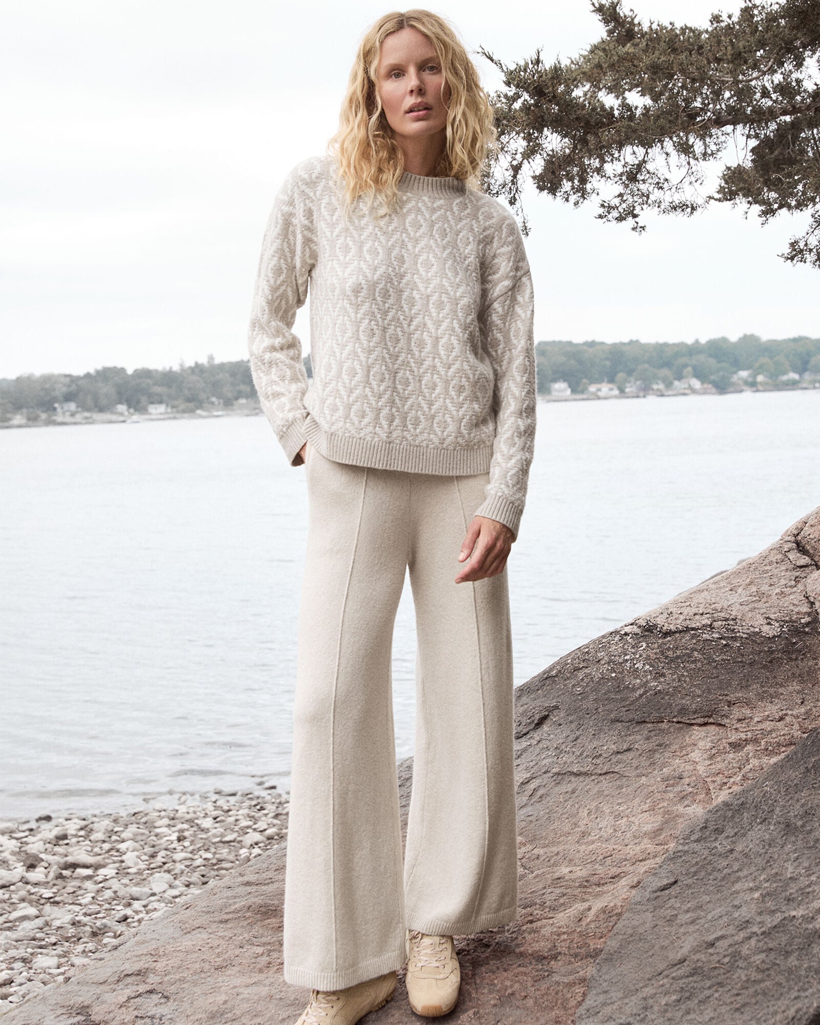 ORGANIC COTTON BLEND DIAMOND STITCH SWEATER | Talbots on sale