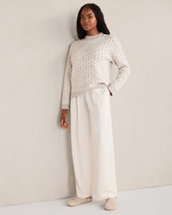 ORGANIC COTTON BLEND DIAMOND STITCH SWEATER | Talbots on sale