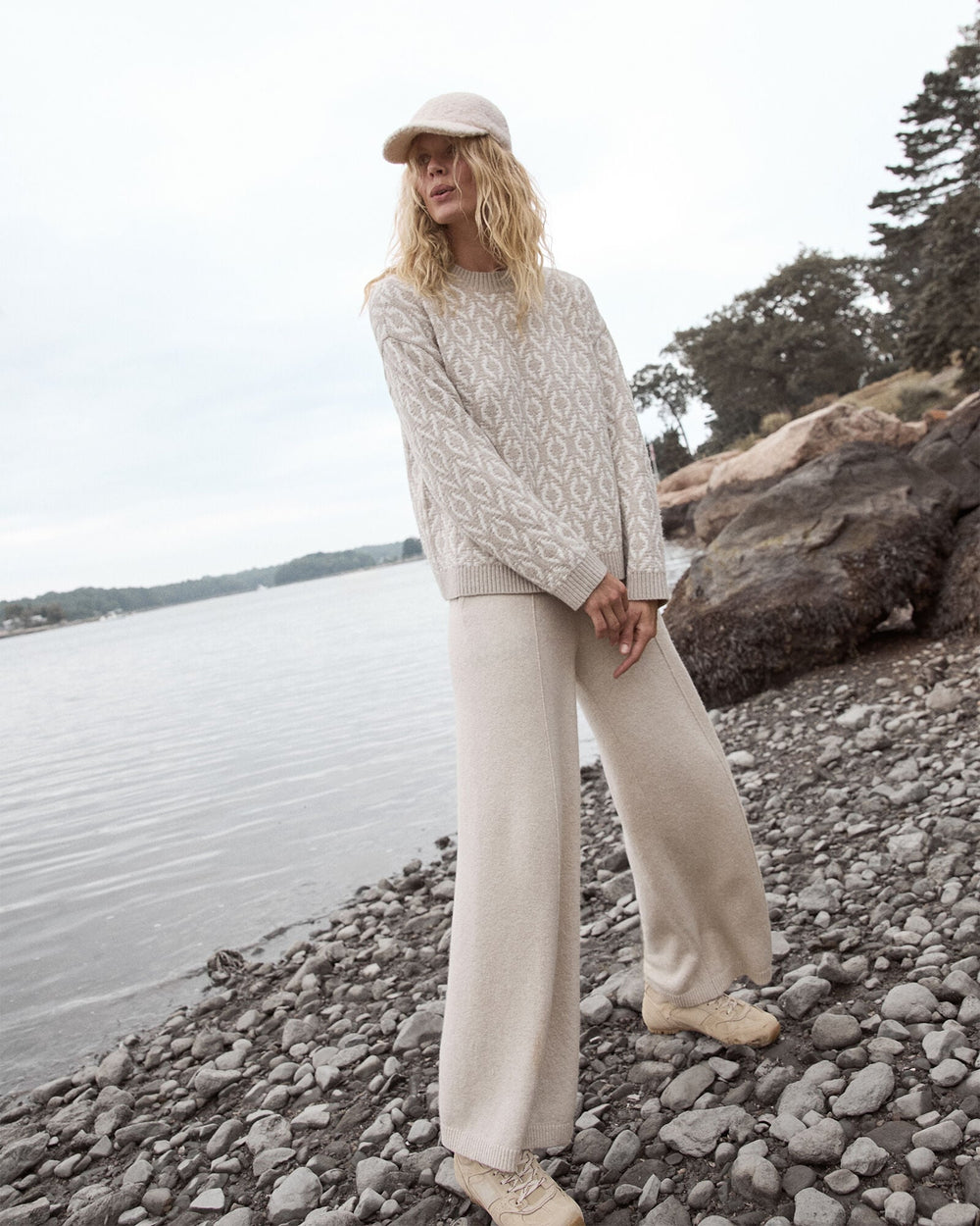 ORGANIC COTTON BLEND DIAMOND STITCH SWEATER | Talbots on sale