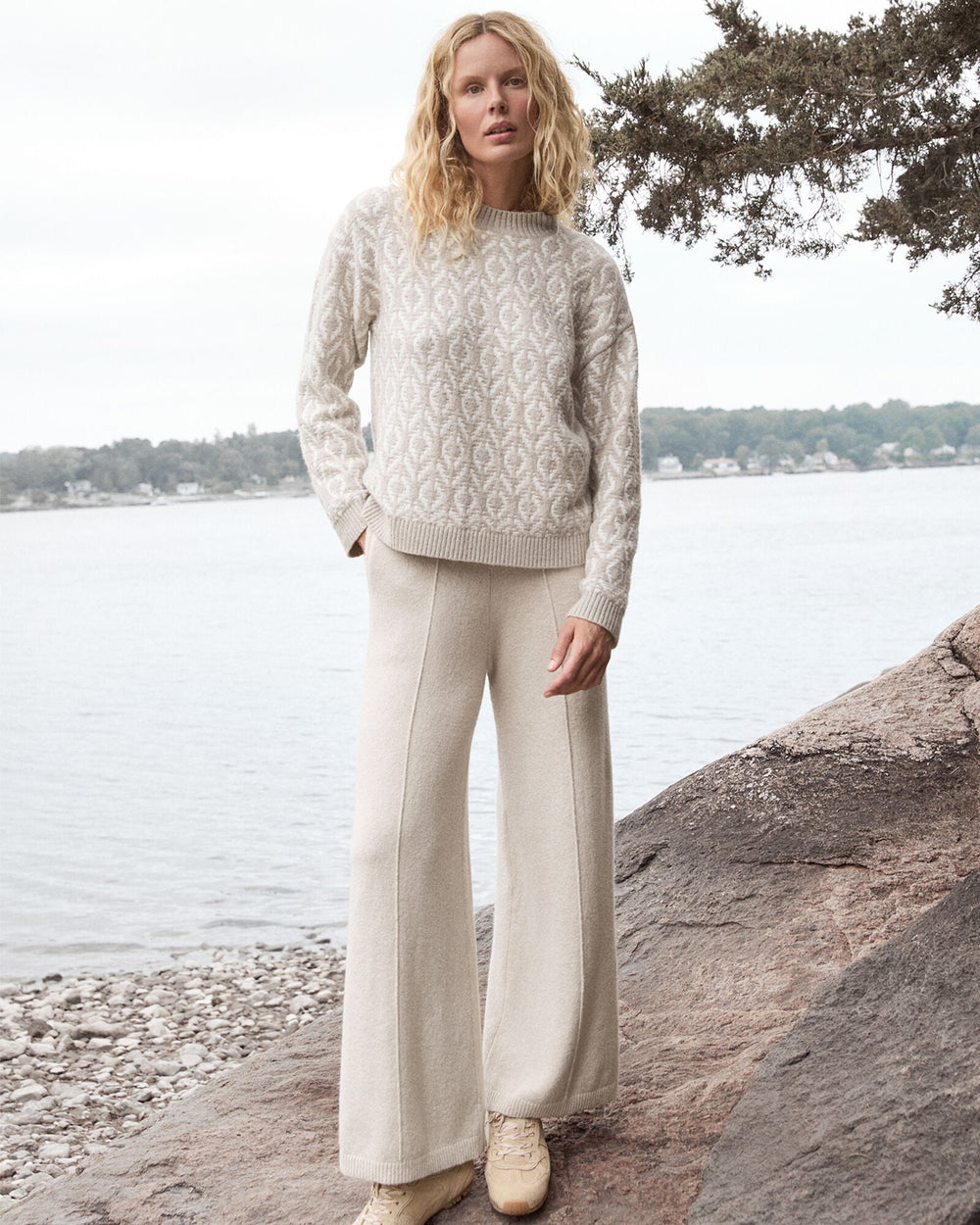 ORGANIC COTTON BLEND DIAMOND STITCH SWEATER | Talbots on sale