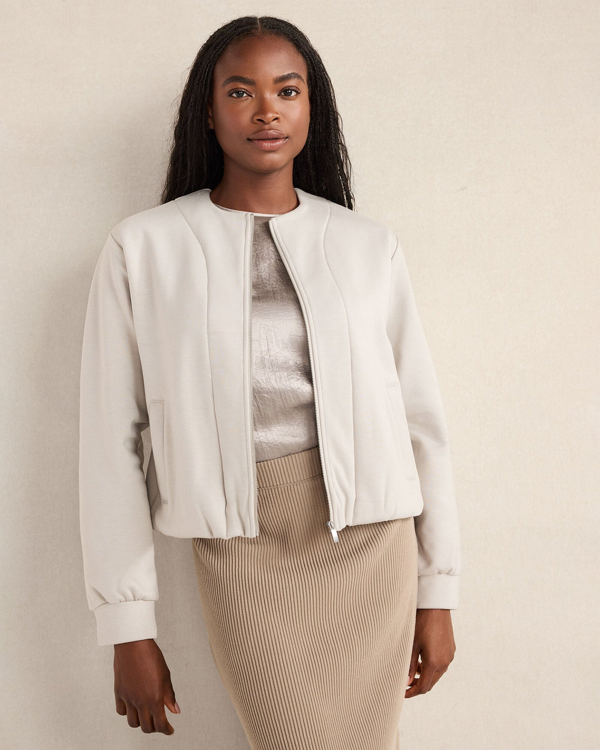 SOFT-BRUSHED FLEECE BUBBLE BOMBER | Talbots near me