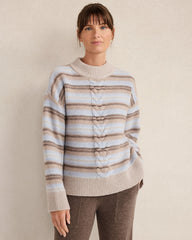 WOOL BLEND CABLE STRIPE CREWNECK SWEATER | Talbots near me
