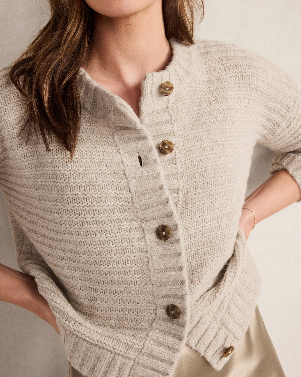 MERINO WOOL CASHMERE LINK STITCH CARDIGAN | Talbots outlet