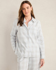 LIGHTWEIGHT FLANNEL WINDOWPANE PAJAMA TOP | Talbots outlet