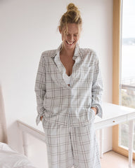 LIGHTWEIGHT FLANNEL WINDOWPANE PAJAMA TOP | Talbots outlet
