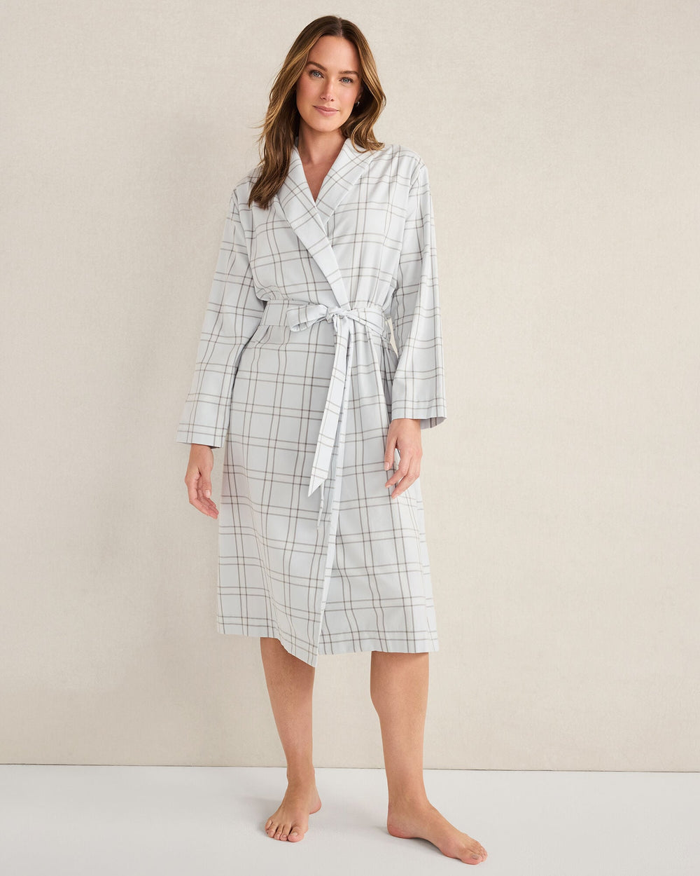LIGHTWEIGHT FLANNEL WINDOWPANE ROBE | Talbots online