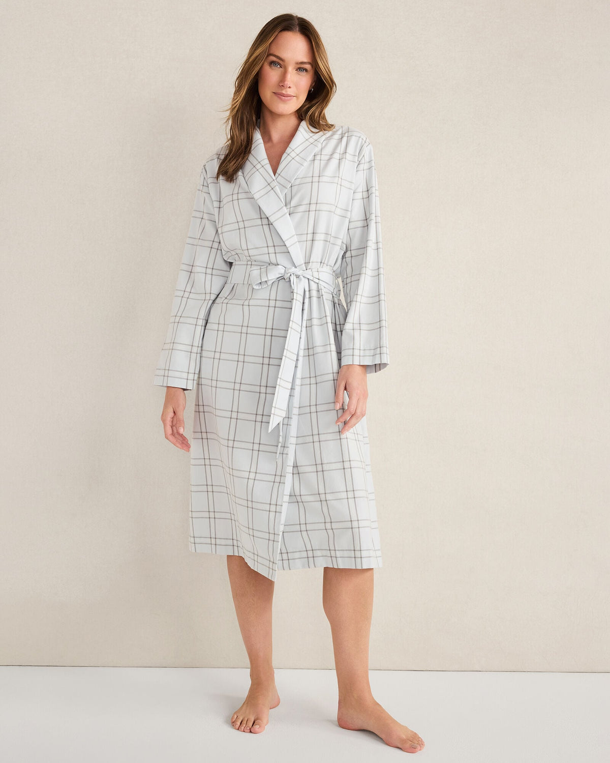 LIGHTWEIGHT FLANNEL WINDOWPANE ROBE | Talbots online