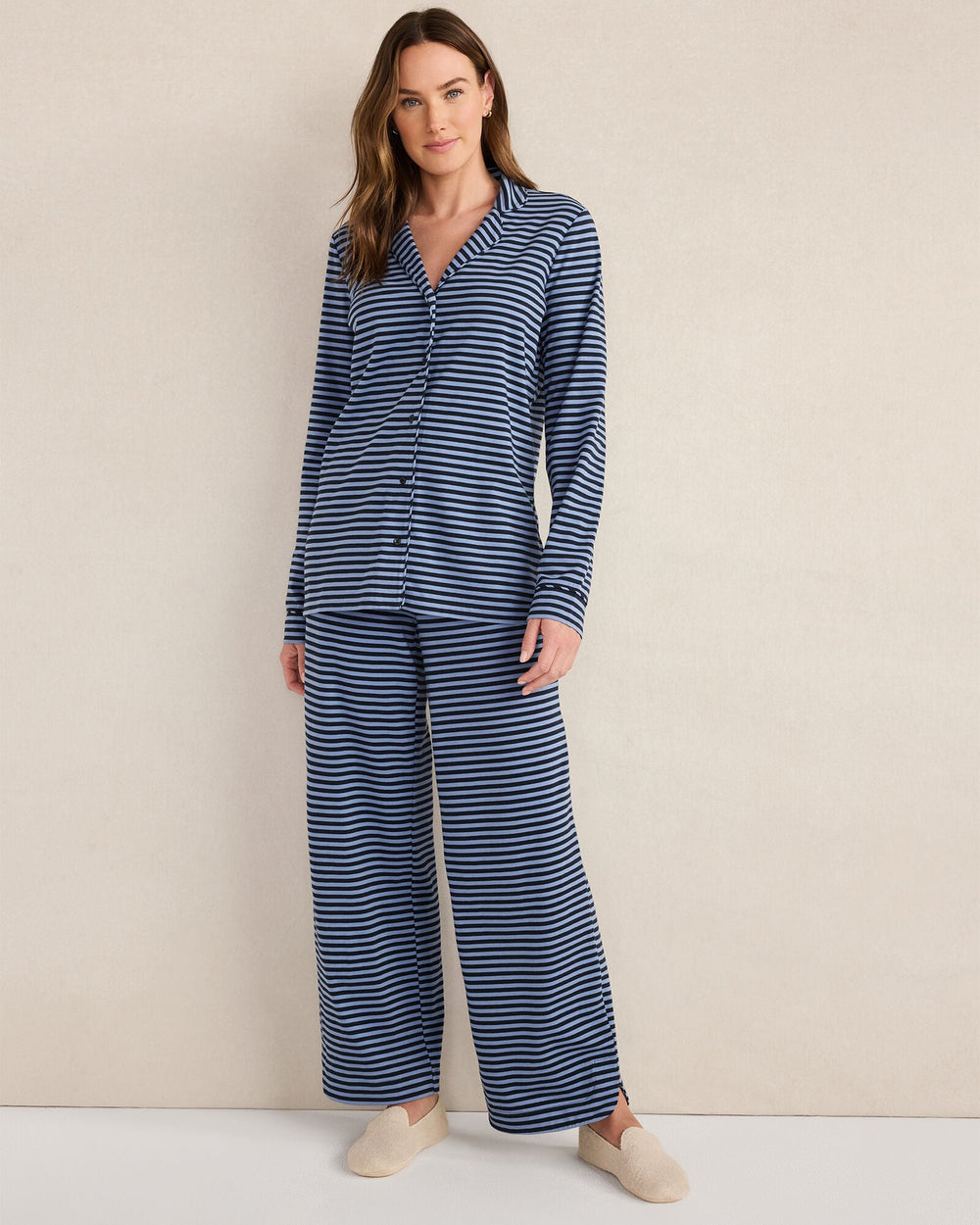 ORGANIC COTTON JERSEY BOLD STRIPE SLEEP SET | Talbots sale