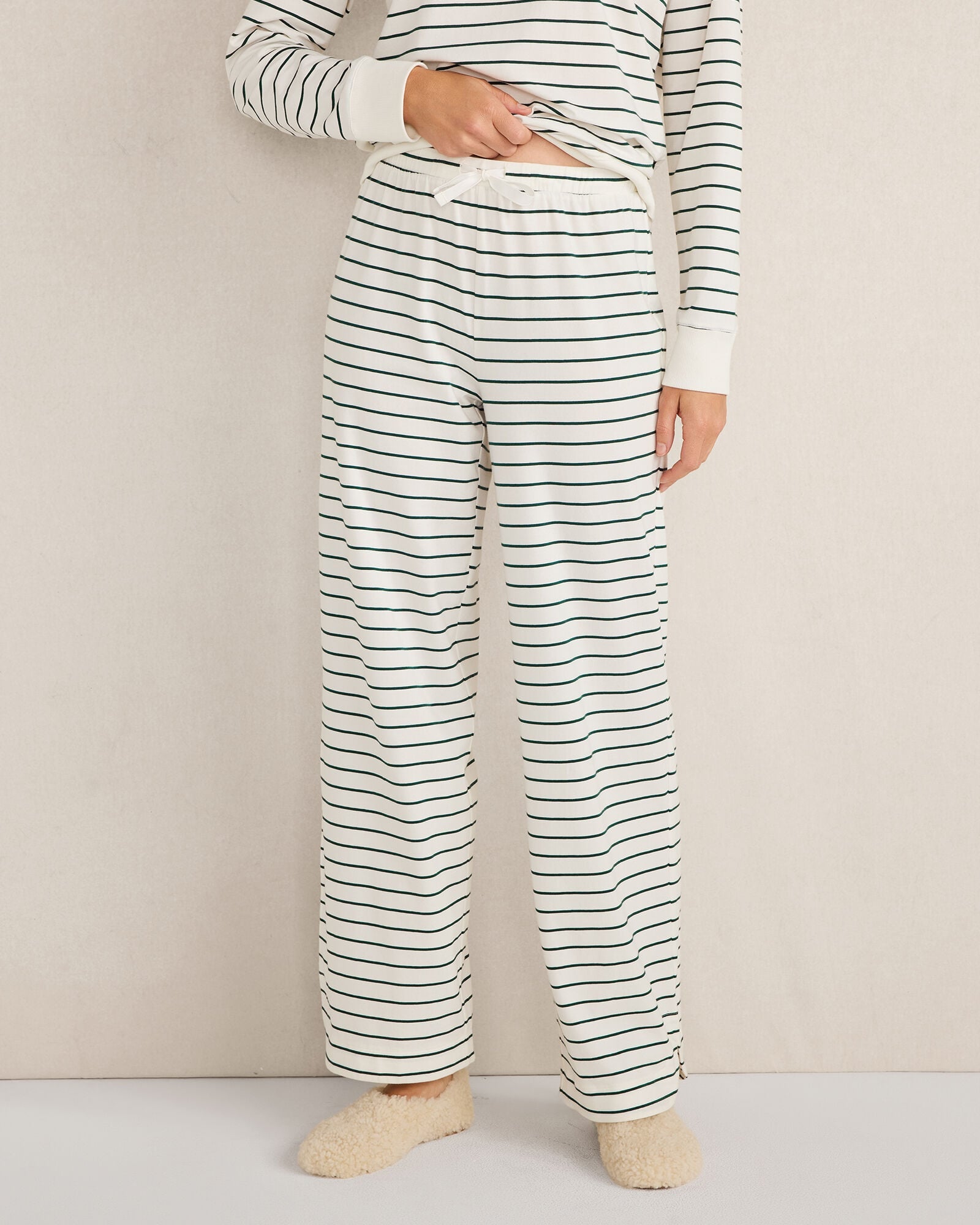 ORGANIC COTTON JERSEY STRIPE PANTS | Talbots outlet
